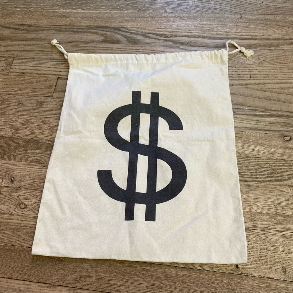 Novelty Drawstring Dollar Sign Cotton Bag